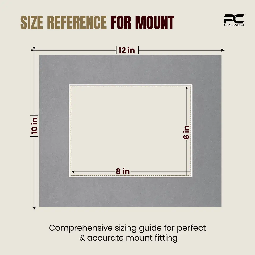 Mid Grey 12x10" Picture Mount With 8x6" Aperture | Acid-Free Picture Mount Board thumbnail 3