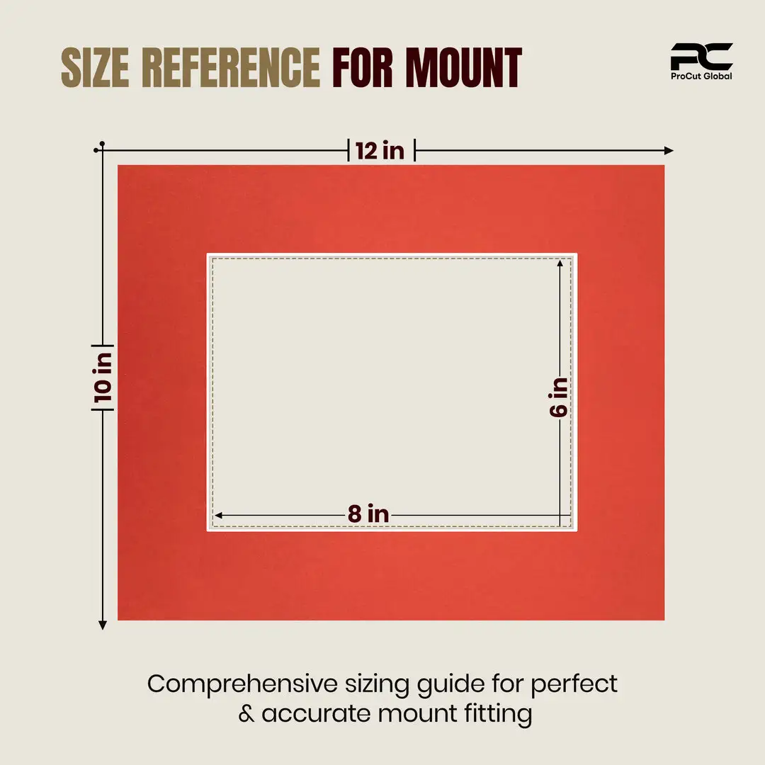 Poppy Red 12x10" Picture Mount With 8x6" Aperture | Acid-Free Mat Board For Picture Frames thumbnail 3