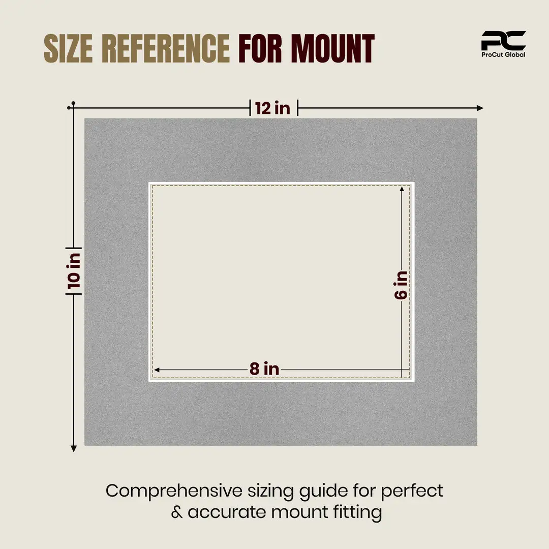 Silver 12x10" Picture Mount With 8x6" Aperture | Acid-Free Mat Board For Photos & Artwork thumbnail 3