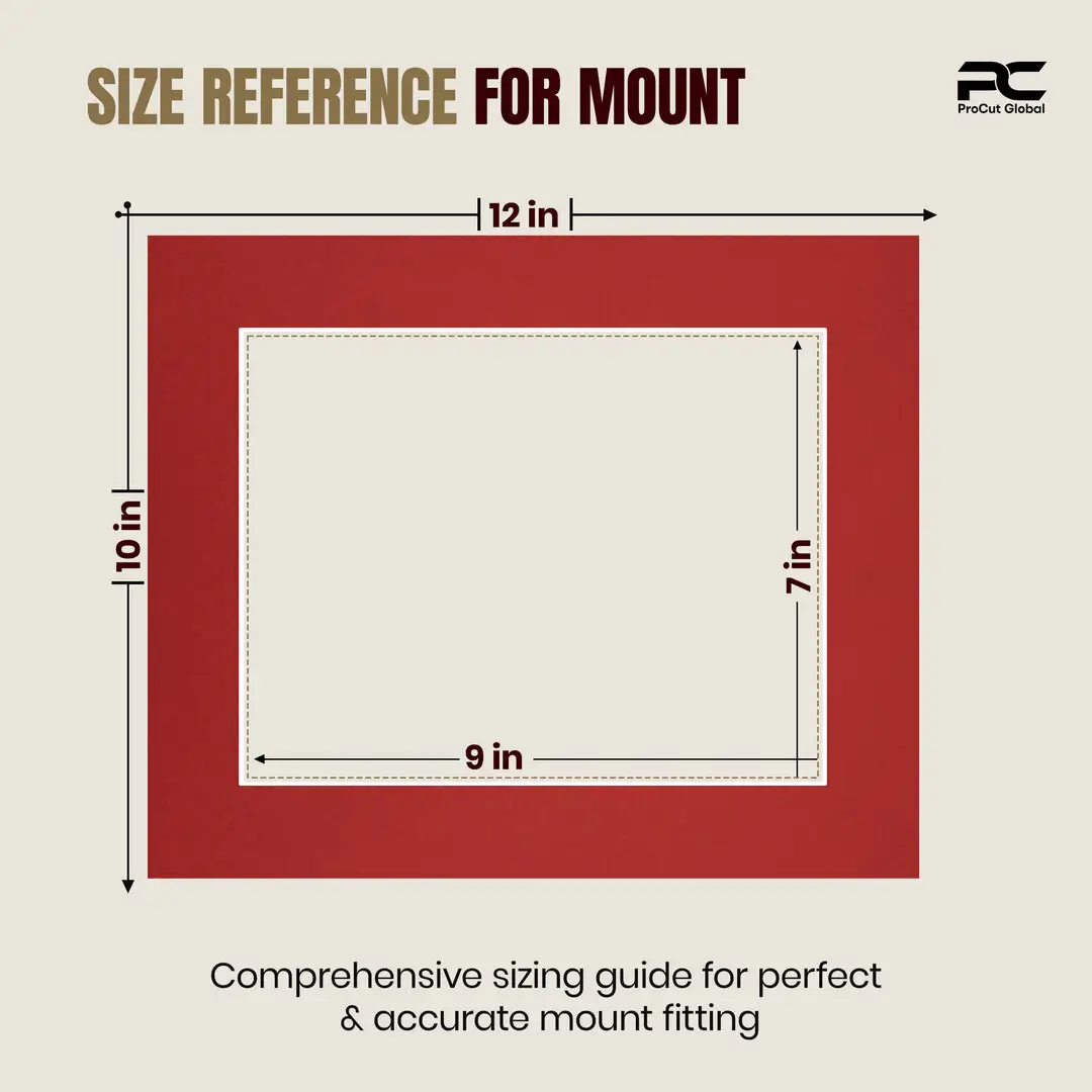 Crimson 12x10" Picture Mount With 9x7" Aperture | Acid-Free Picture Mount Board thumbnail 3