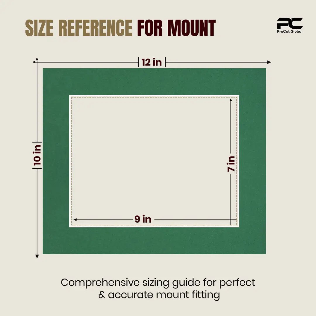 Emerald (Green) 12x10" Picture Mount With 9x7" Aperture | Acid-Free Mat Board For Photos & Artwork thumbnail 3
