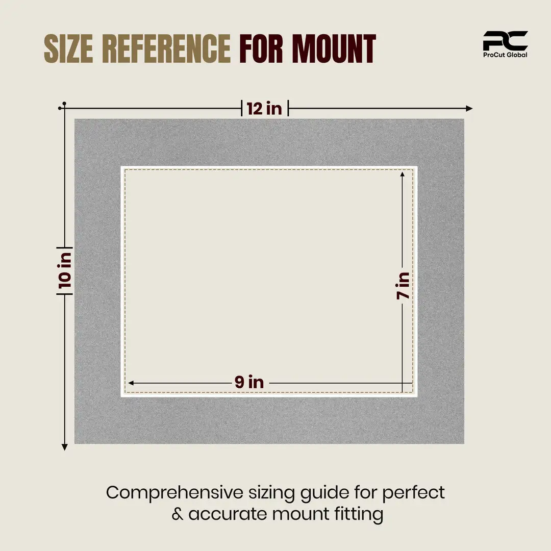 Silver 12x10" Picture Mount With 9x7" Aperture | Acid-Free Mat Board For Picture Frames thumbnail 3