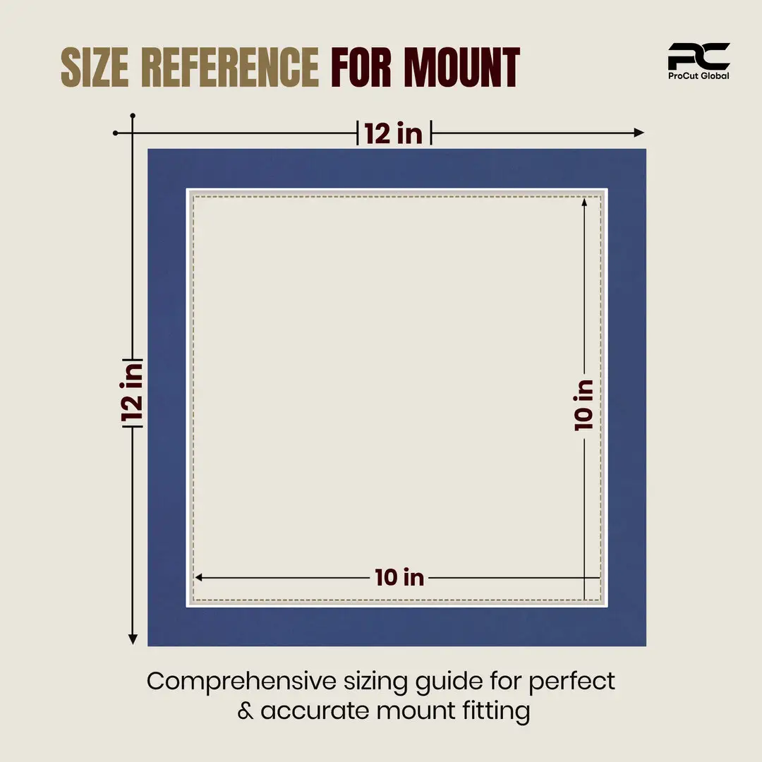Blue 12x12" Picture Mount With 10x10" Aperture | Acid-Free Mat Board For Photos & Artwork thumbnail 3