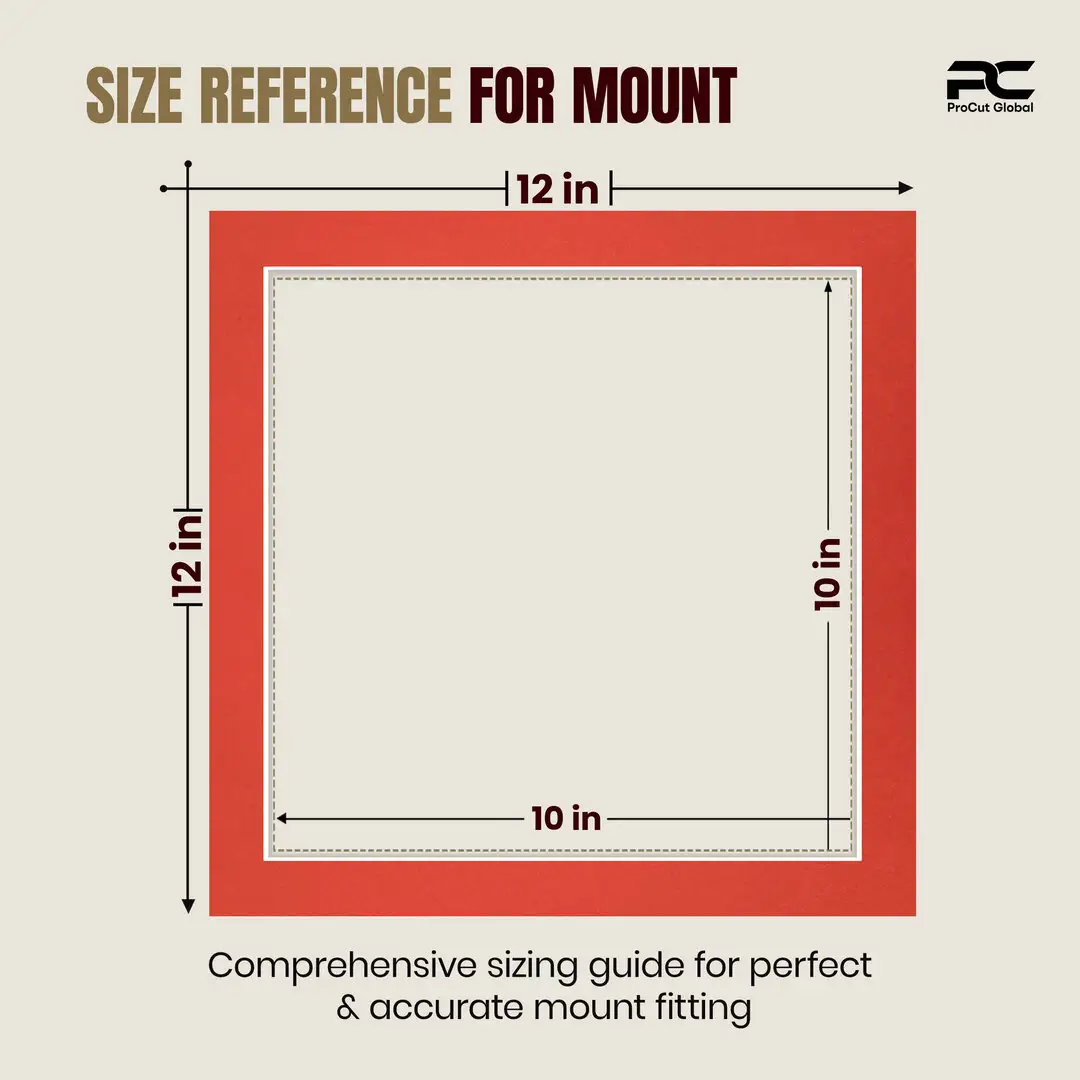 Poppy Red 12x12" Picture Mount With 10x10" Aperture | Acid-Free Picture Mount Board thumbnail 3