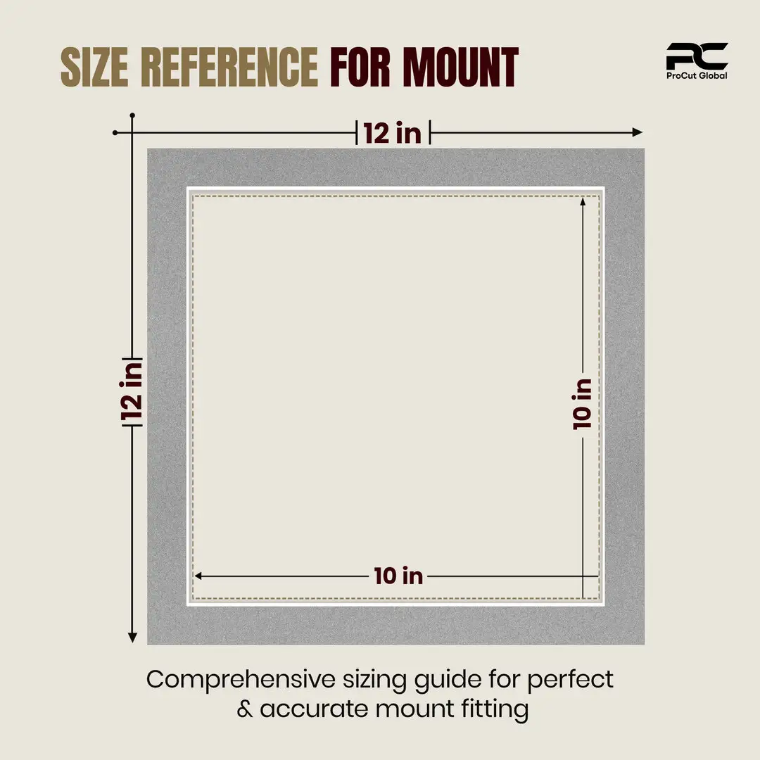 Silver 12x12" Picture Mount With 10x10" Aperture | Acid-Free Mat Board For Photos & Artwork thumbnail 3