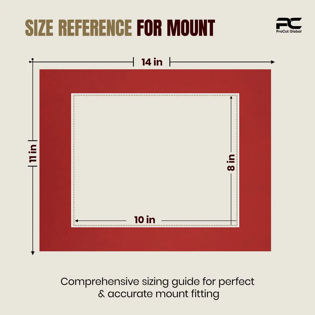 Crimson 14x11" Picture Mount With 10x8" Aperture | Acid-Free Mat Board For Picture Frames thumbnail 3