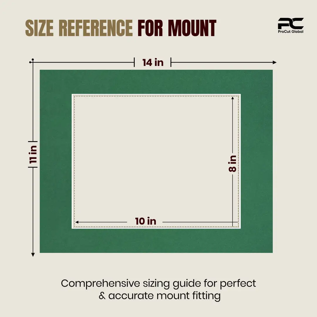 Emerald (Green) 14x11" Picture Mount With 10x8" Aperture | Acid-Free Picture Mount Board thumbnail 3