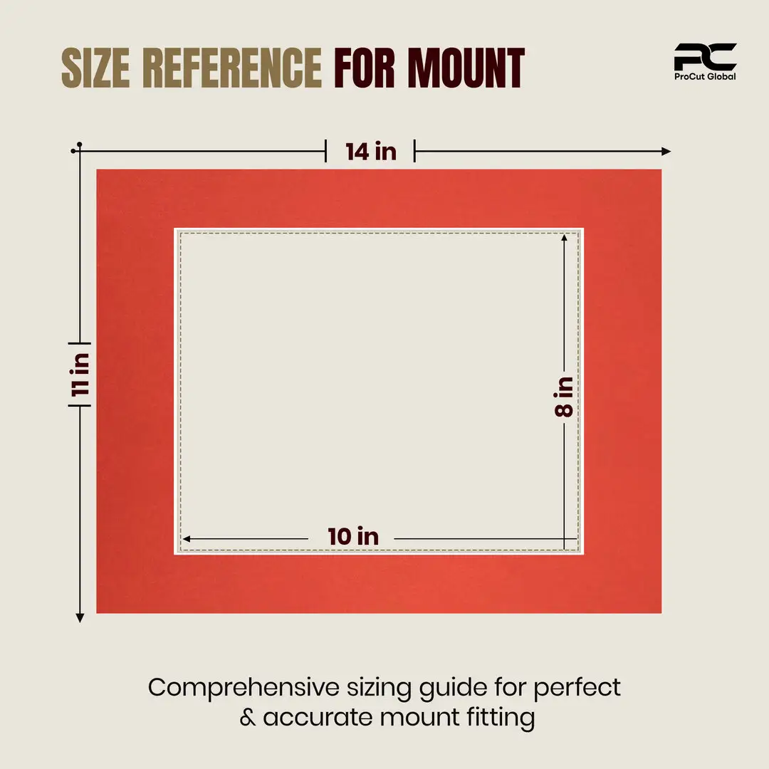 Poppy Red 14x11" Picture Mount With 10x8" Aperture | Acid-Free Picture Mount Board thumbnail 3