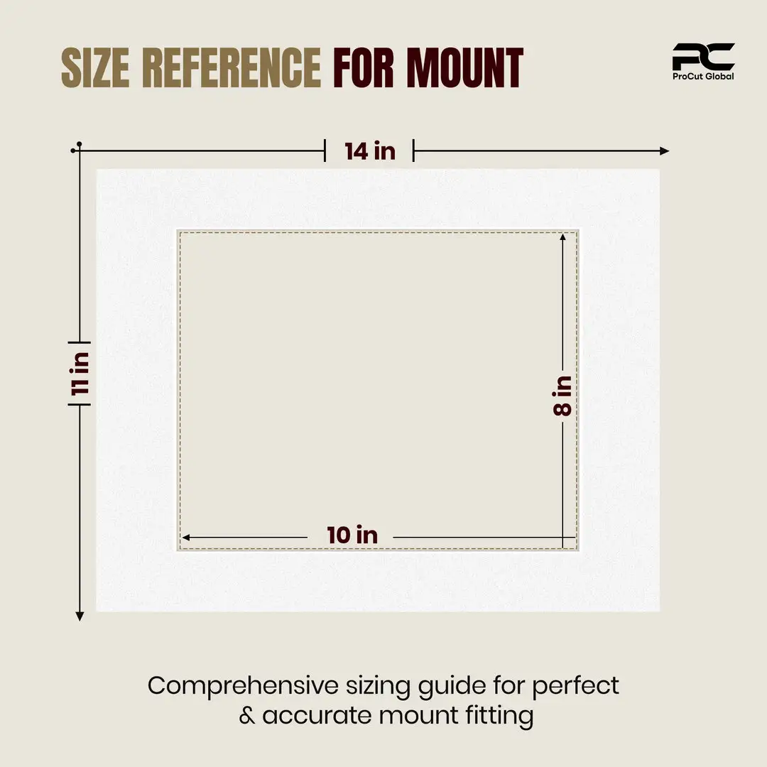 Ice White 14x11" Picture Mount With 10x8" Aperture | Acid-Free Picture Mount Board thumbnail 3