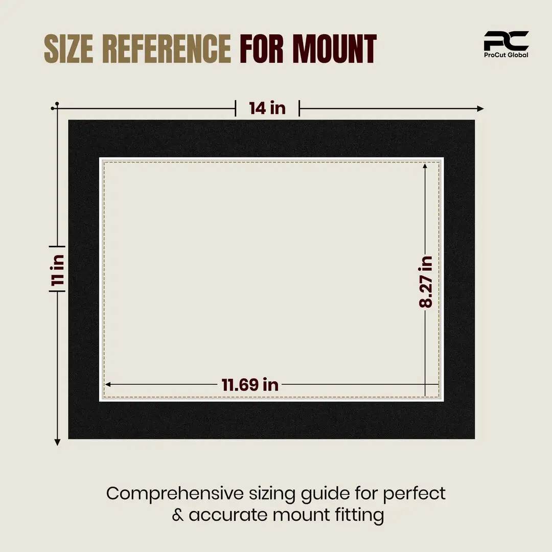 Black 14x11" Picture Mount With A4 Aperture | Acid-Free Mat Board For Photos & Artwork thumbnail 3