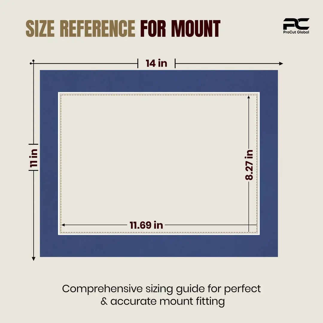Blue 14x11" Picture Mount With A4 Aperture | Acid-Free Mat Board For Photos & Artwork thumbnail 3