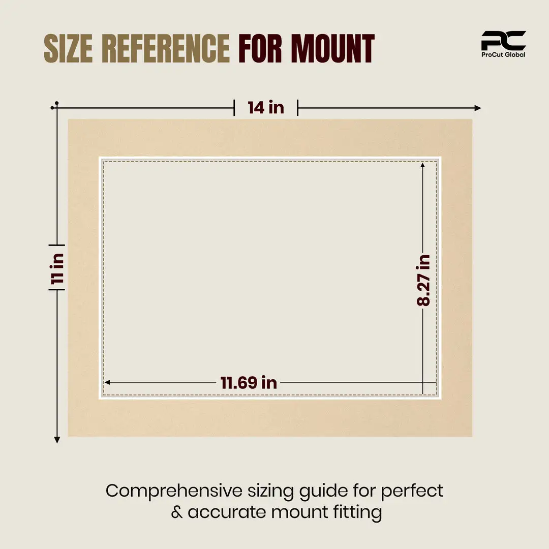 Ivory 14x11" Picture Mount With A4 Aperture | Acid-Free Picture Mount Board thumbnail 3