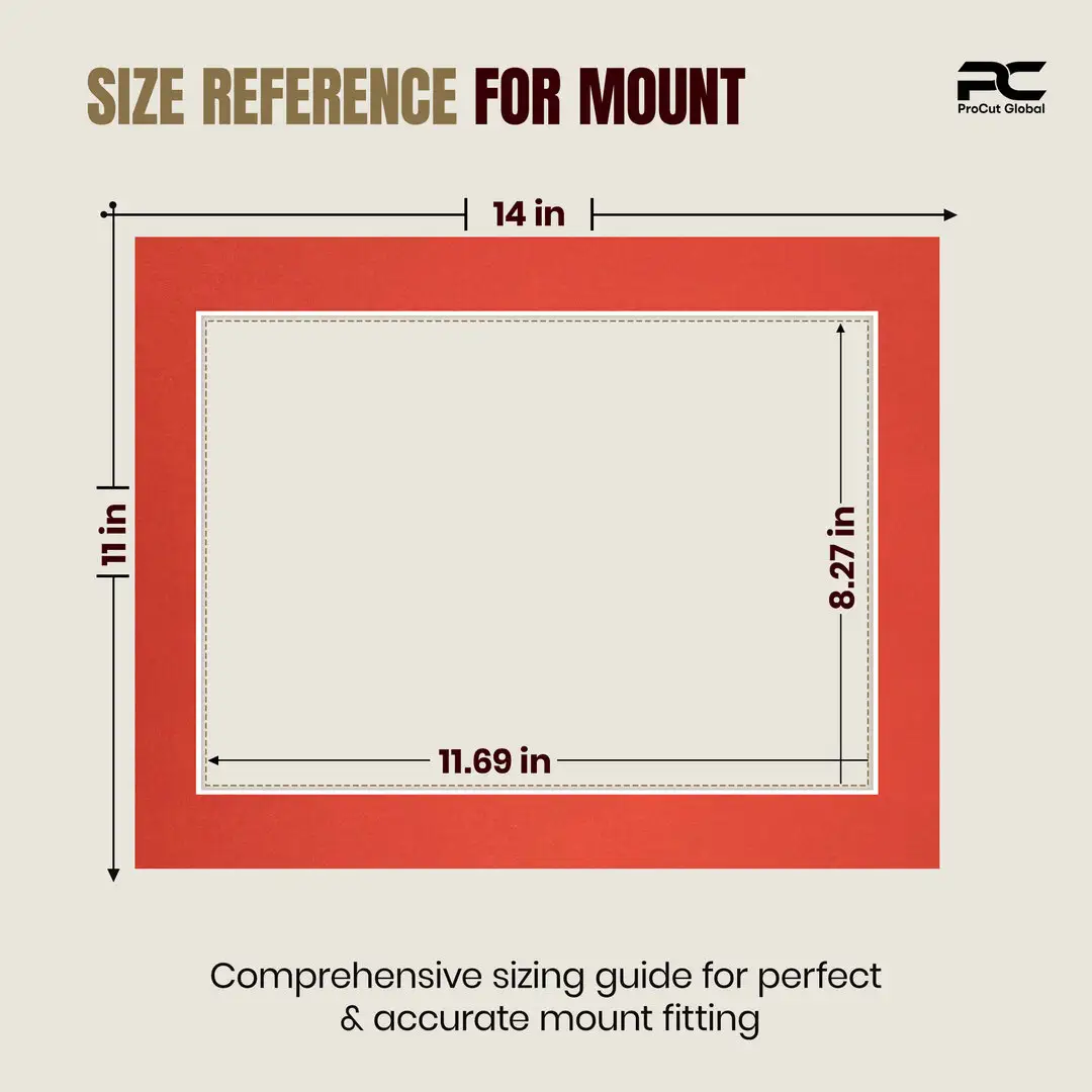 Poppy Red 14x11" Picture Mount With A4 Aperture | Acid-Free Picture Mount Board thumbnail 3