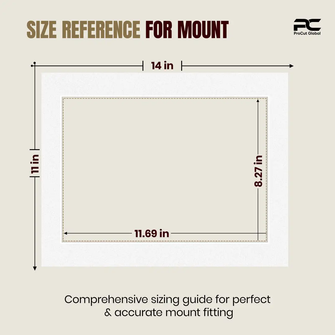 Ice White 14x11" Picture Mount With A4 Aperture | Acid-Free Picture Mount Board thumbnail 3