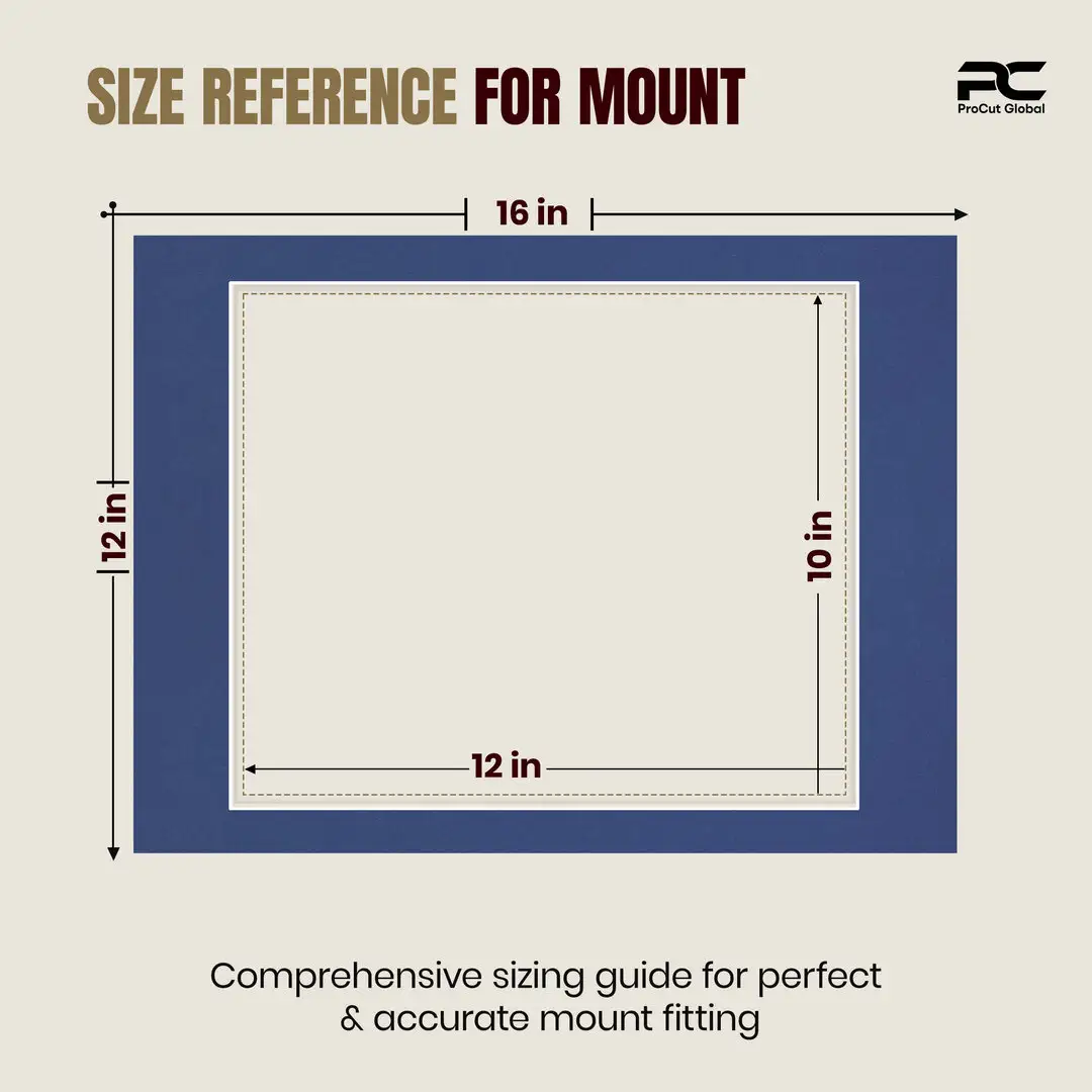 Blue 16x12" Picture Mount With 12x10" Aperture | Acid-Free Mat Board For Picture Frames thumbnail 3