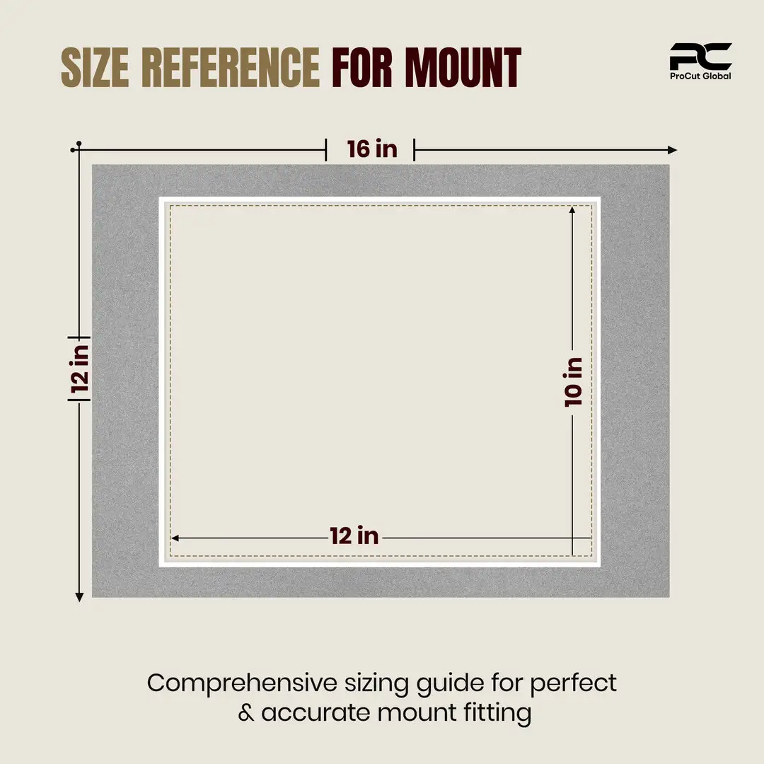 Silver 16x12" Picture Mount With 12x10" Aperture | Acid-Free Picture Mount Board thumbnail 3