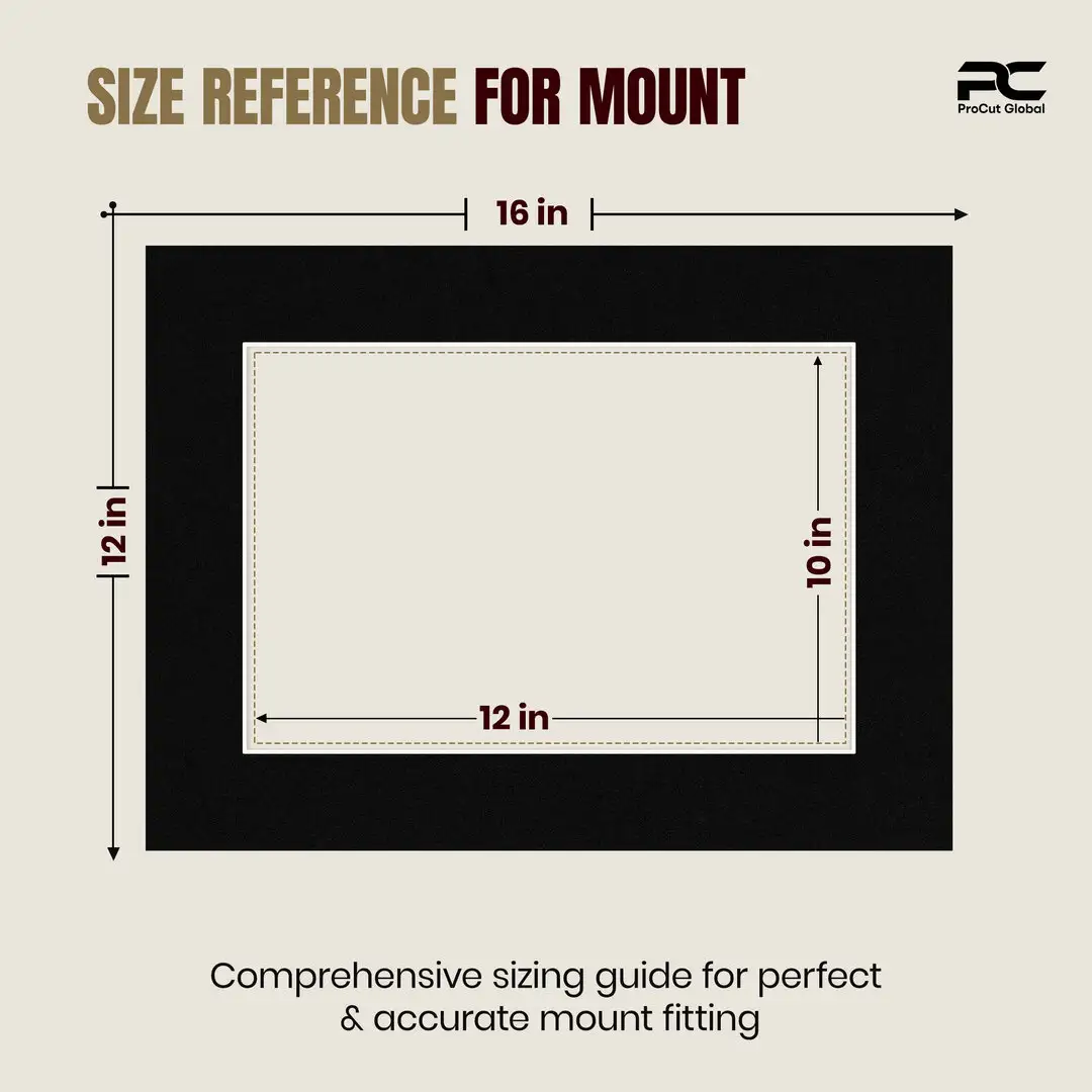 Black 16x12" Picture Mount With 12x8" Aperture | Acid-Free Picture Mount Board thumbnail 3
