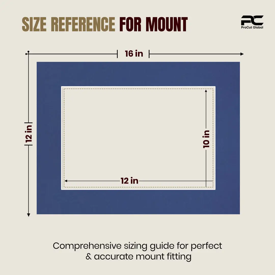 Blue 16x12" Picture Mount With 12x8" Aperture | Acid-Free Picture Mount Board thumbnail 3