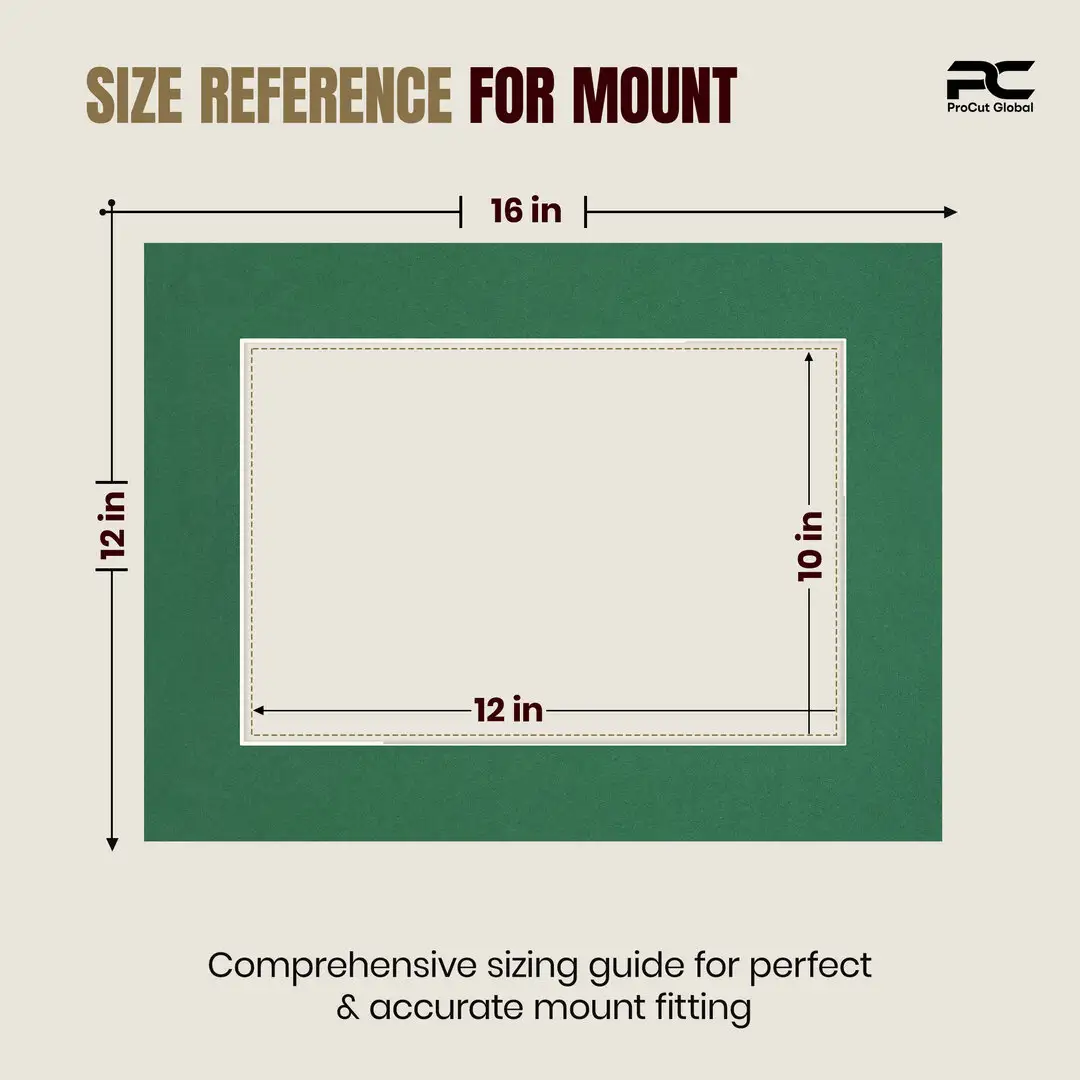 Emerald (Green) 16x12" Picture Mount With 12x8" Aperture | Acid-Free Picture Mount Board thumbnail 3