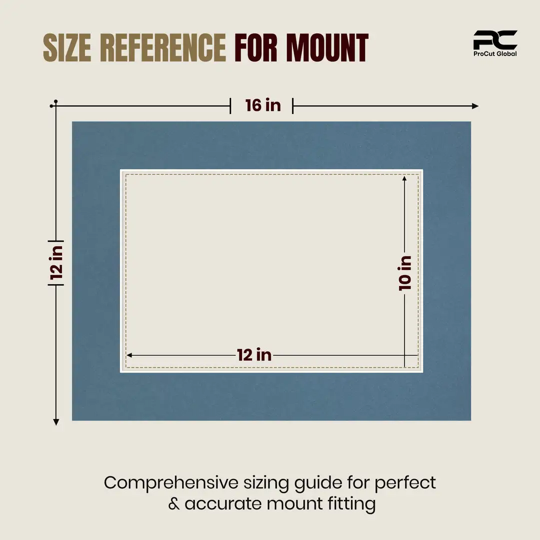 Pompador 16x12" Picture Mount With 12x8" Aperture | Acid-Free Picture Mount Board thumbnail 3