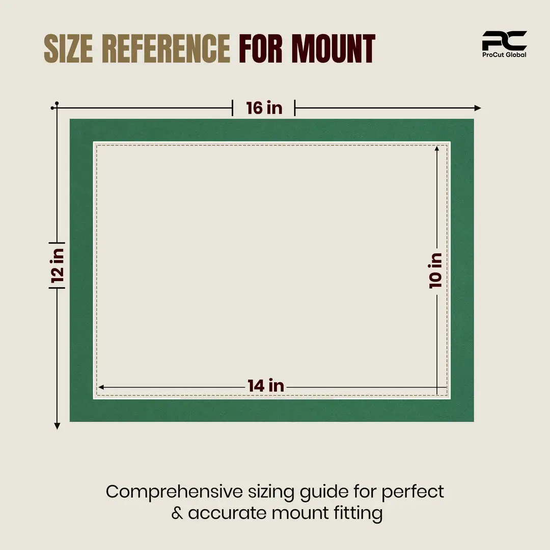 Emerald (Green) 16x12" Picture Mount With 14x10" Aperture | Acid-Free Mat Board For Picture Frames thumbnail 3