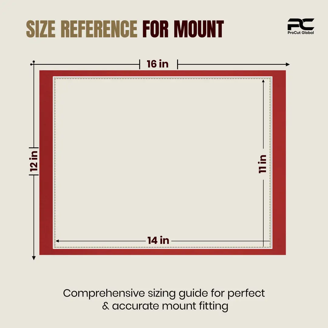 Crimson 16x12" Picture Mount With 14x11" Aperture | Acid-Free Picture Mount Board thumbnail 3