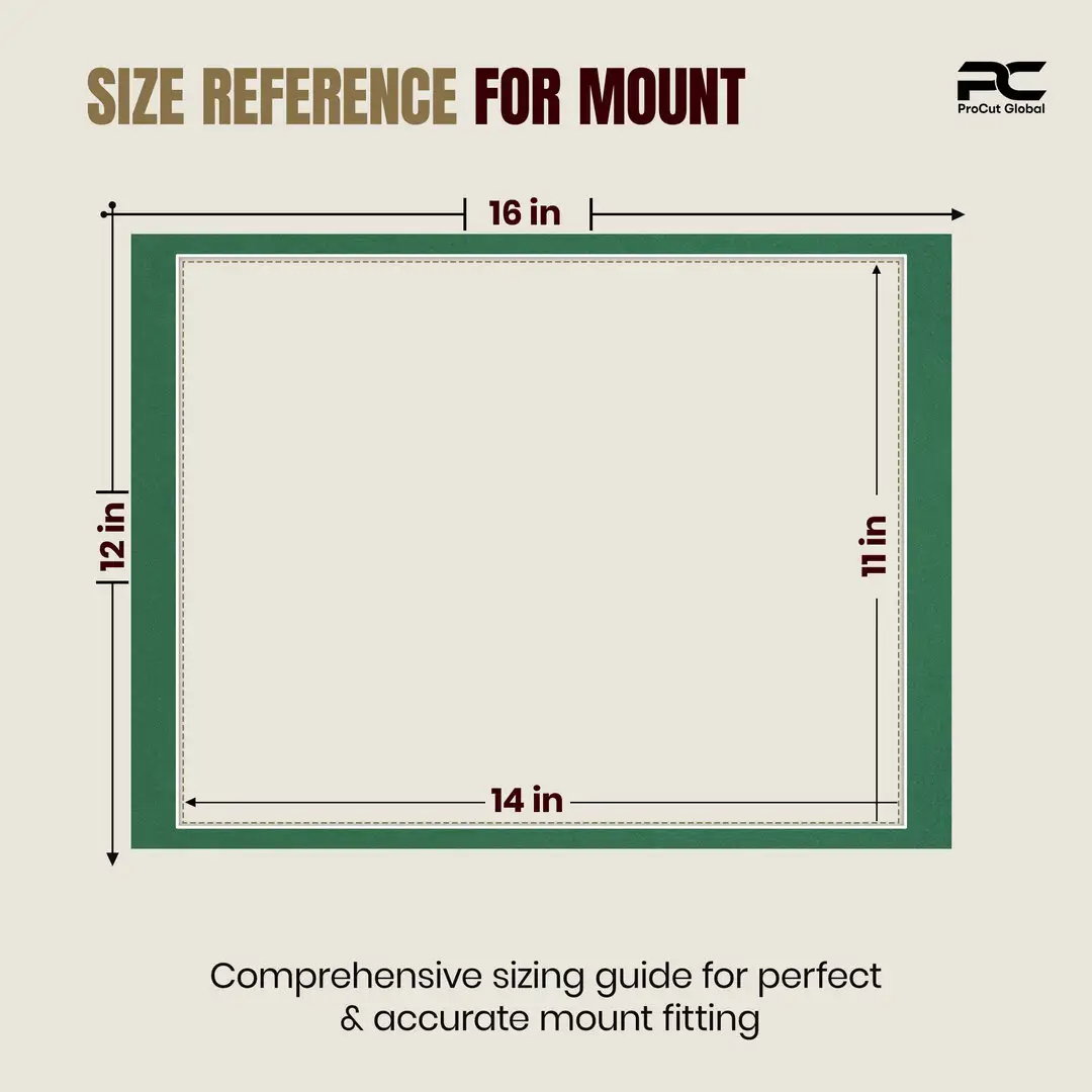 Emerald (Green) 16x12" Picture Mount With 14x11" Aperture | Acid-Free Picture Mount Board thumbnail 3