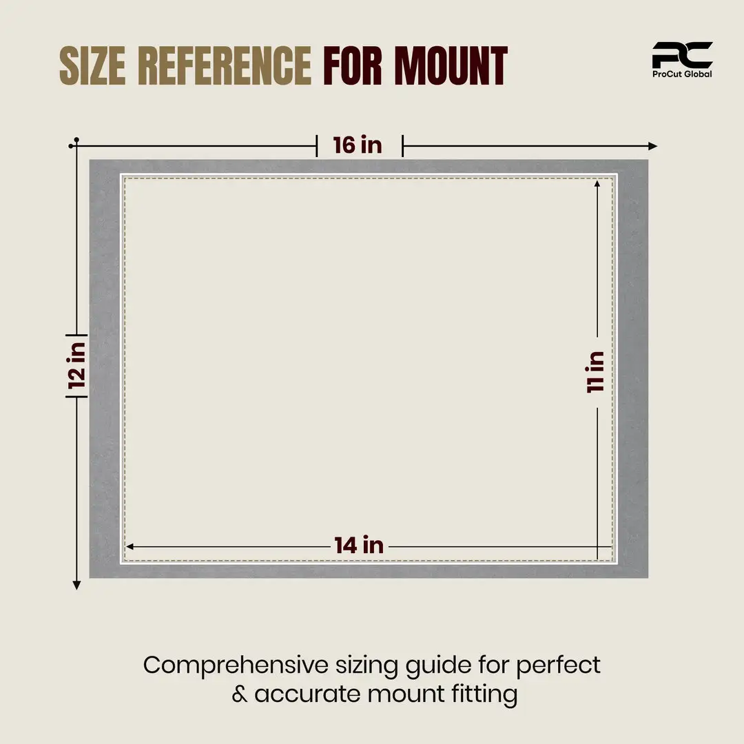 Silver 16x12" Picture Mount With 14x11" Aperture | Acid-Free Picture Mount Board thumbnail 3