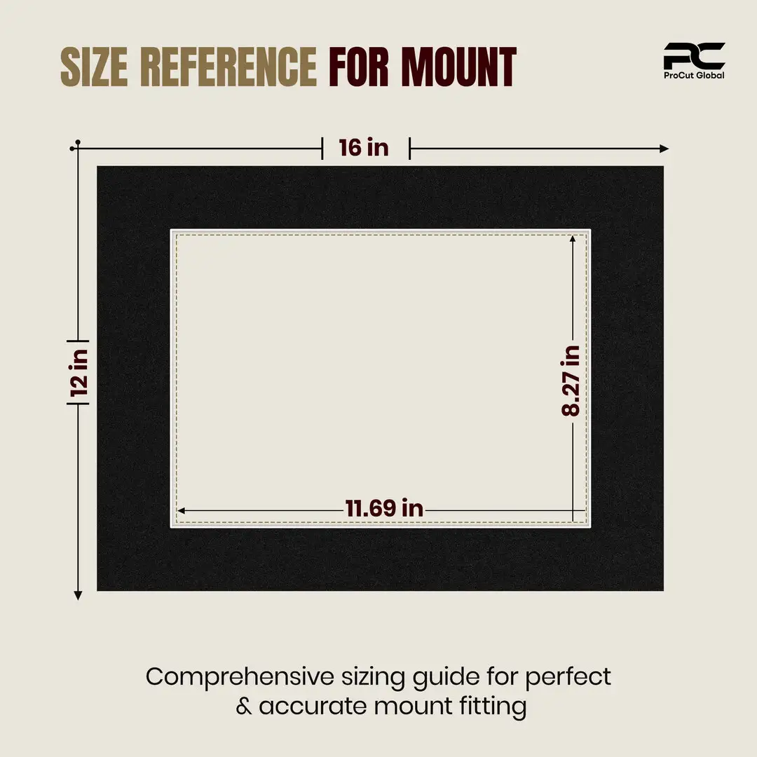 Black 16x12" Picture Mount With A4 Aperture | Acid-Free Picture Mount Board thumbnail 3