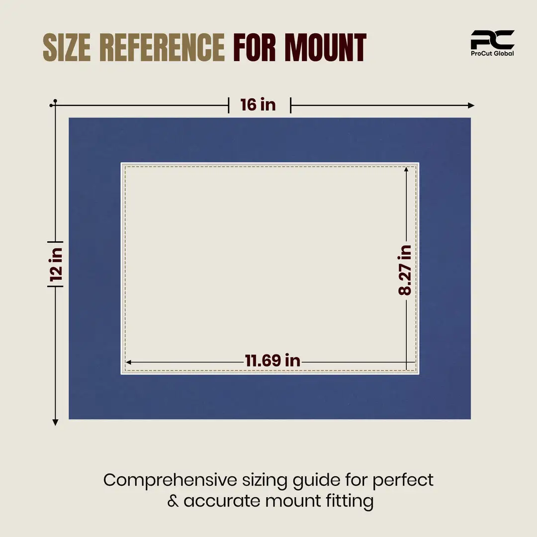 Blue 16x12" Picture Mount With A4 Aperture | Acid-Free Mat Board For Photos & Artwork thumbnail 3