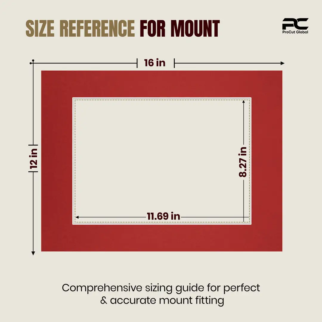 Crimson 16x12" Picture Mount With A4 Aperture | Acid-Free Picture Mount Board thumbnail 3