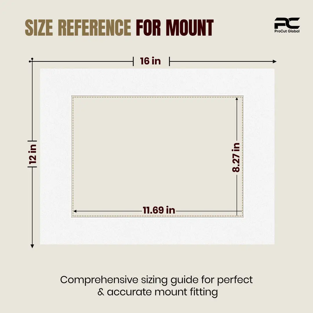 Ice White 16x12" Picture Mount With A4 Aperture | Acid-Free Mat Board For Picture Frames thumbnail 3