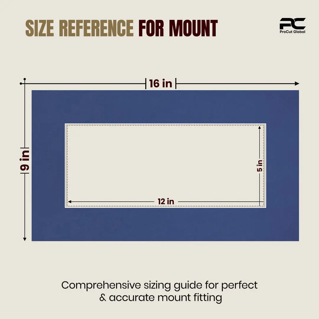 Blue 16x9" Picture Mount With 12x5" Aperture | Acid-Free Mat Board For Picture Frames thumbnail 3