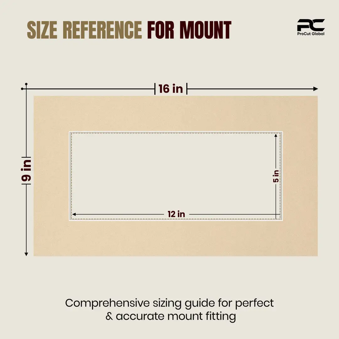 Ivory 16x9" Picture Mount With 12x5" Aperture | Acid-Free Mat Board For Picture Frames thumbnail 3