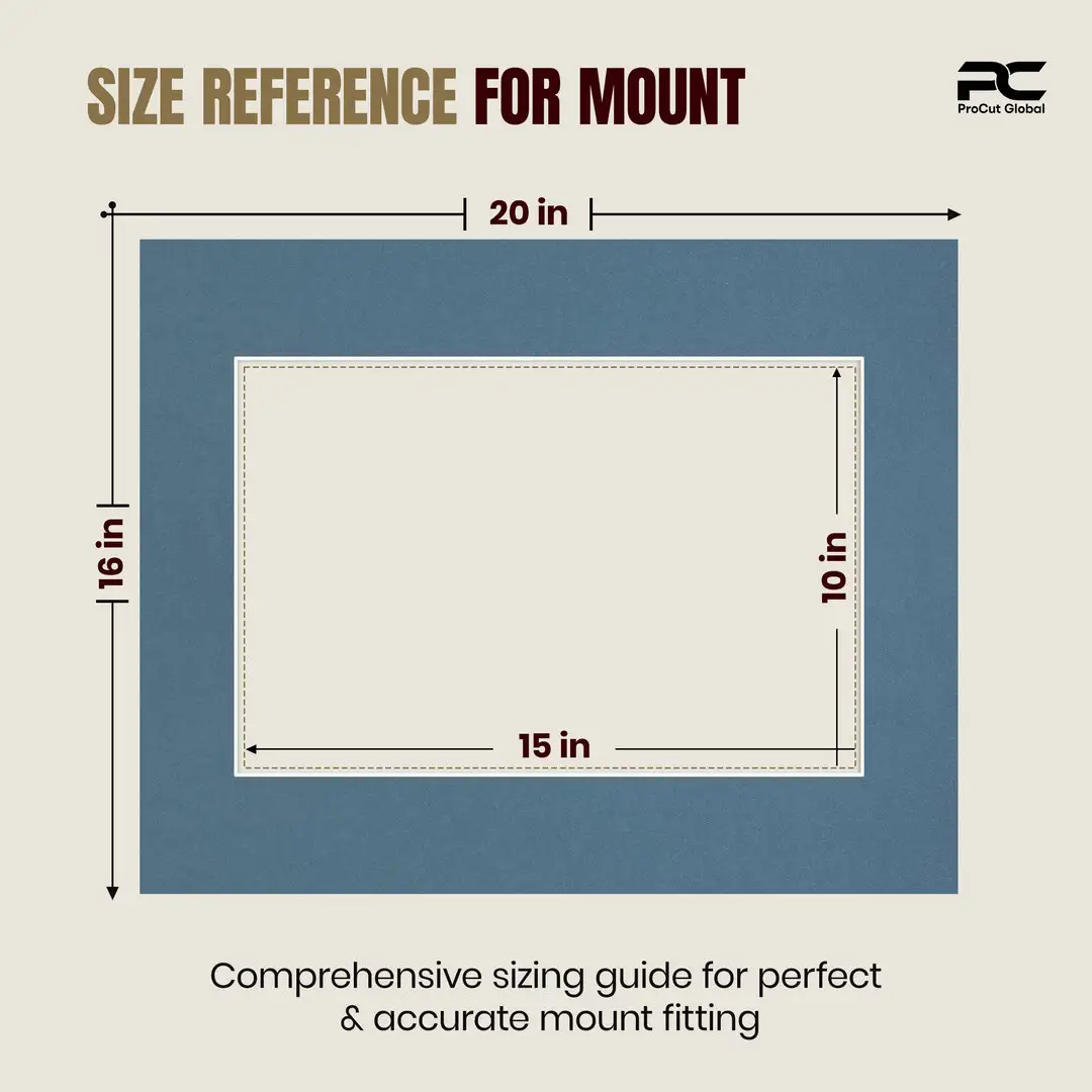 Pompador 20x16" Picture Mount With 15x10" Aperture | Acid-Free Mat Board For Picture Frames thumbnail 3