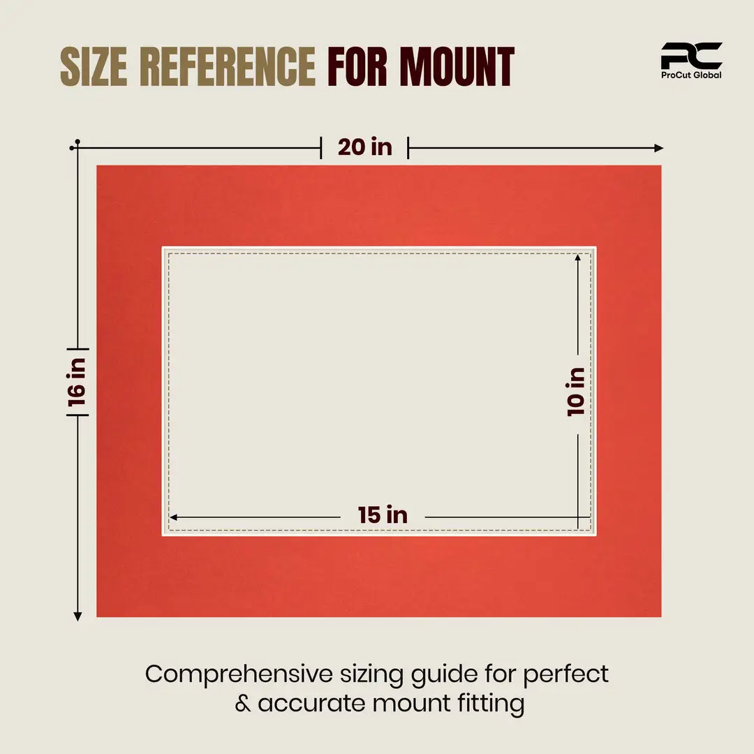 Poppy Red 20x16" Picture Mount With 15x10" Aperture | Acid-Free Mat Board For Picture Frames thumbnail 3