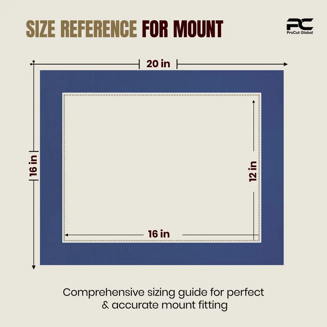 Blue 20x16" Picture Mount With 16x12" Aperture | Acid-Free Picture Mount Board thumbnail 3