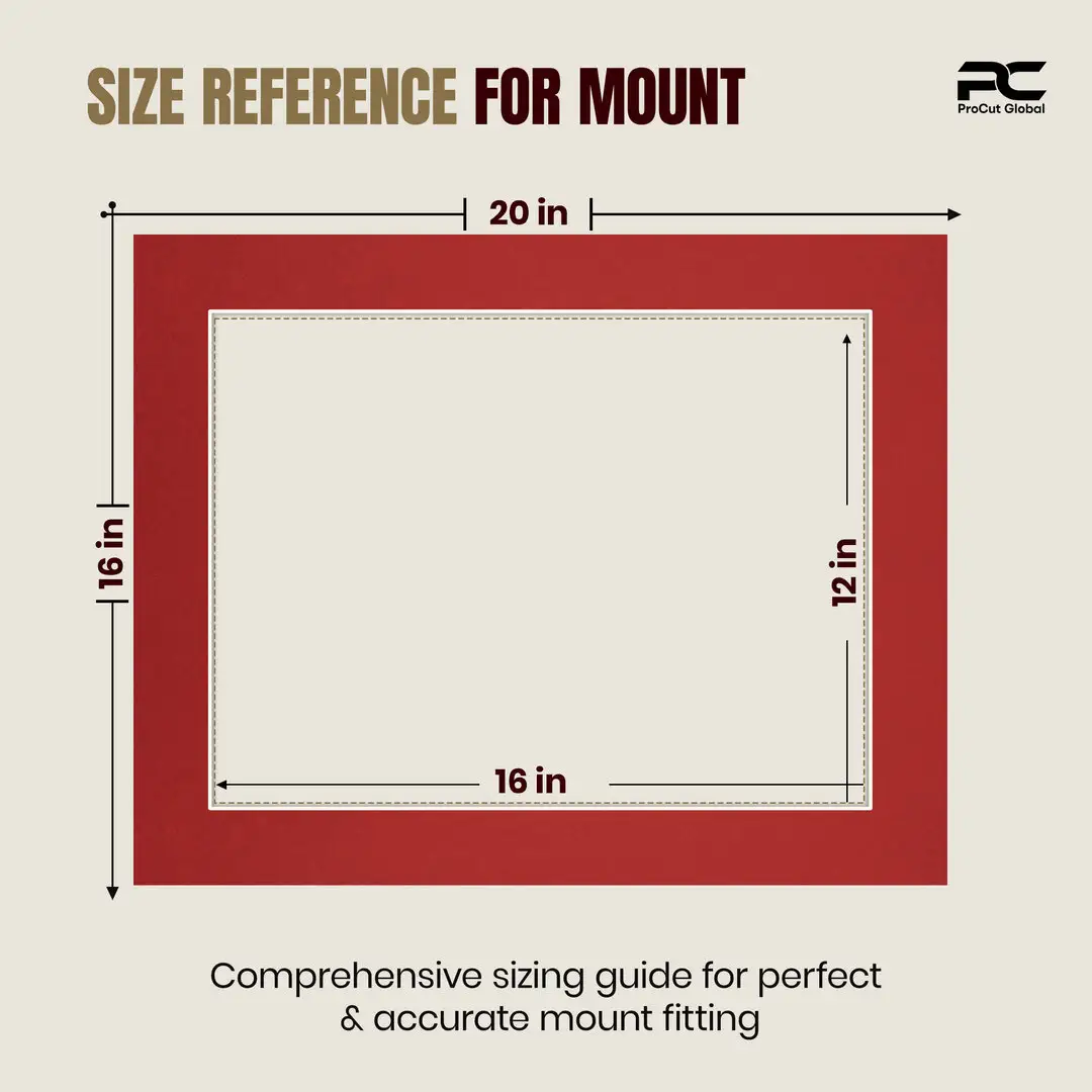 Crimson 20x16" Picture Mount With 16x12" Aperture | Acid-Free Picture Mount Board thumbnail 3
