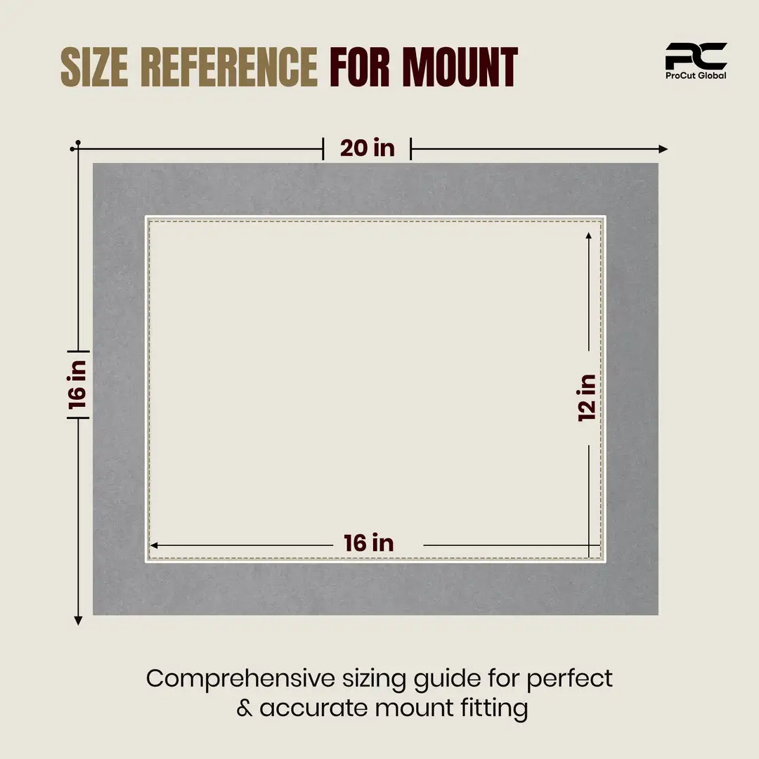 Mid Grey 20x16" Picture Mount With 16x12" Aperture | Acid-Free Mat Board For Picture Frames thumbnail 3