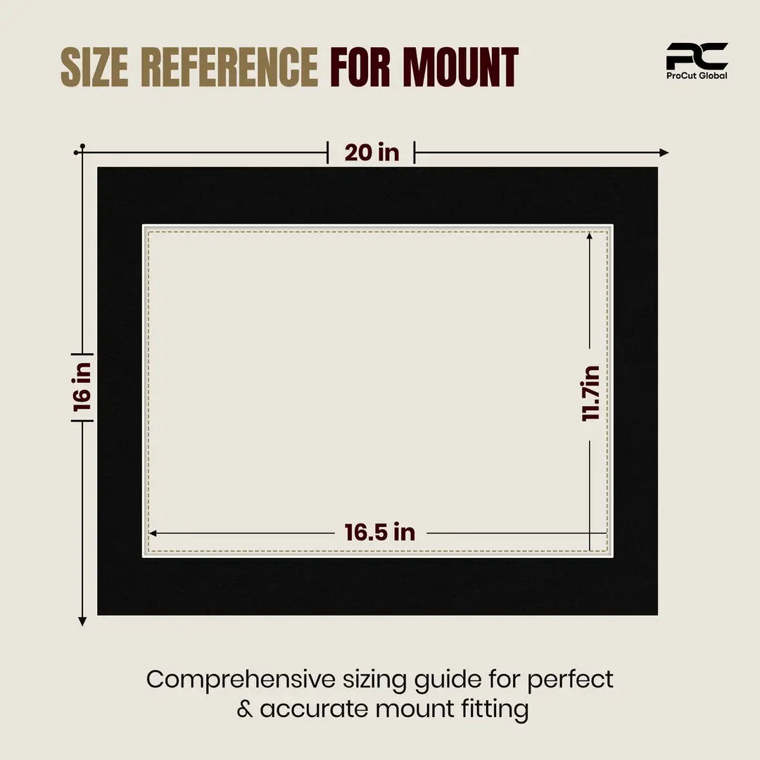 Black 20x16" Picture Mount With A3 Aperture | Acid-Free Mat Board For Photos & Artwork thumbnail 3