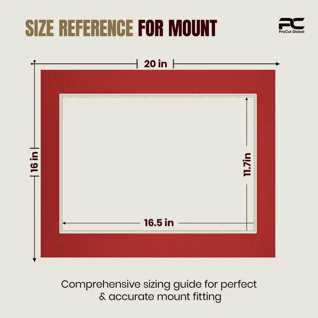 Crimson 20x16" Picture Mount With A3 Aperture | Acid-Free Mat Board For Photos & Artwork thumbnail 3