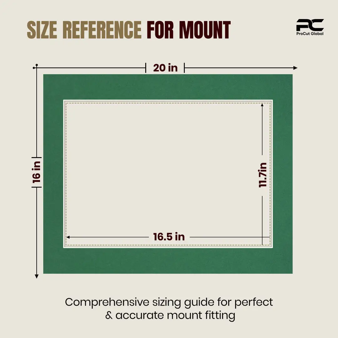 Emerald (Green) 20x16" Picture Mount With A3 Aperture | Acid-Free Mat Board For Photos & Artwork thumbnail 3
