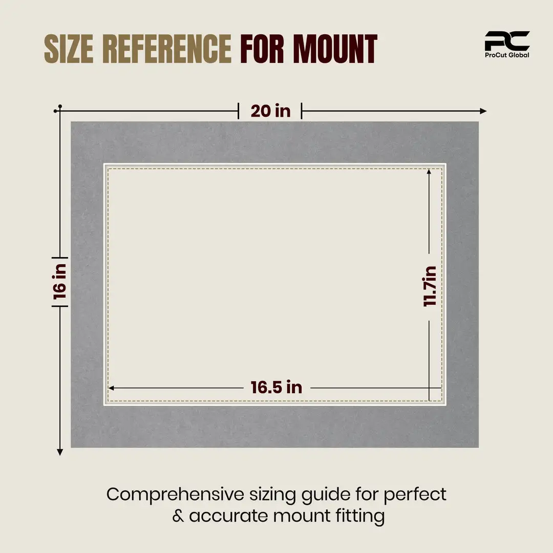 Mid Grey 20x16" Picture Mount With A3 Aperture | Acid-Free Mat Board For Photos & Artwork thumbnail 3