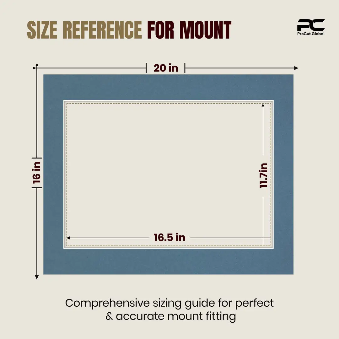 Pompador 20x16" Picture Mount With A3 Aperture | Acid-Free Mat Board For Picture Frames thumbnail 3