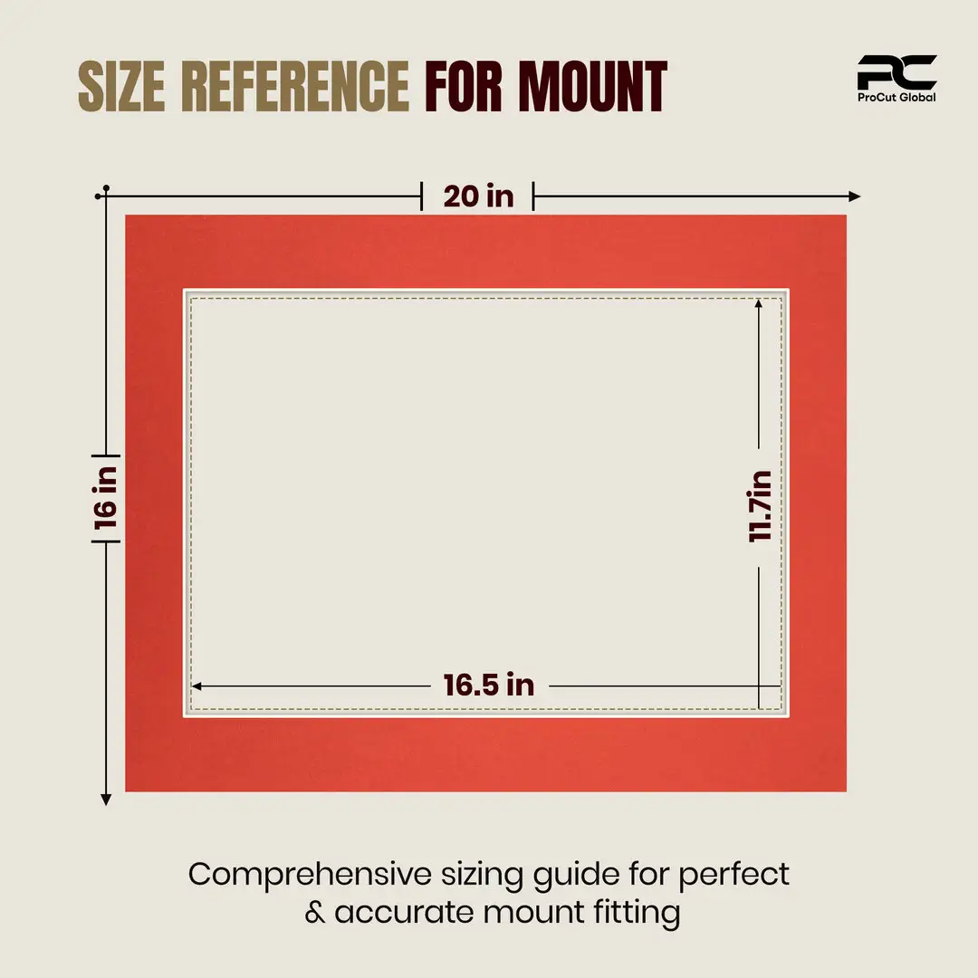 Poppy Red 20x16" Picture Mount With A3 Aperture | Acid-Free Mat Board For Picture Frames thumbnail 3