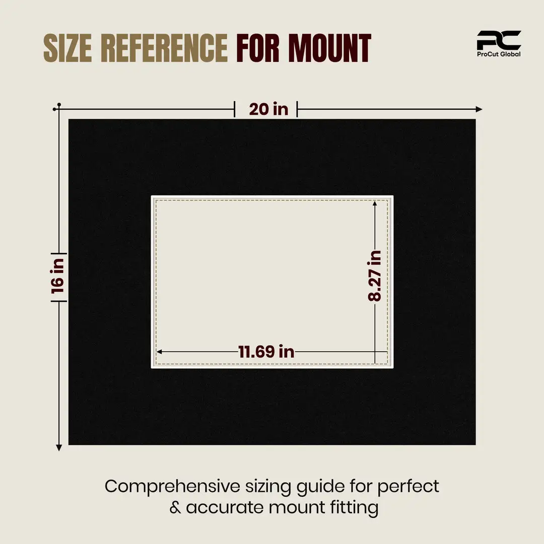 Black 20x16" Picture Mount With A4 Aperture | Acid-Free Mat Board For Picture Frames thumbnail 3