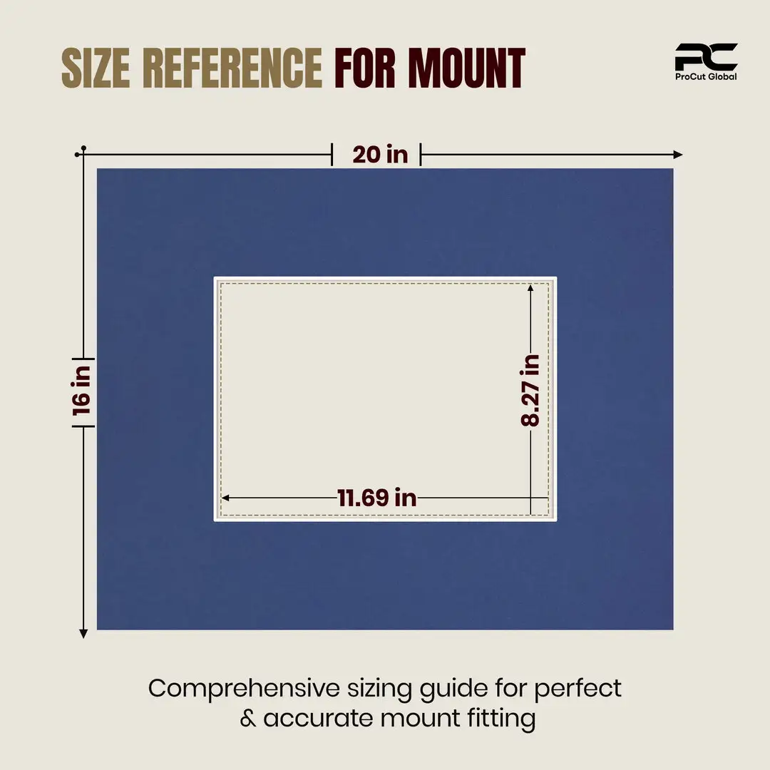 Blue 20x16" Picture Mount With A4 Aperture | Acid-Free Mat Board For Photos & Artwork thumbnail 3