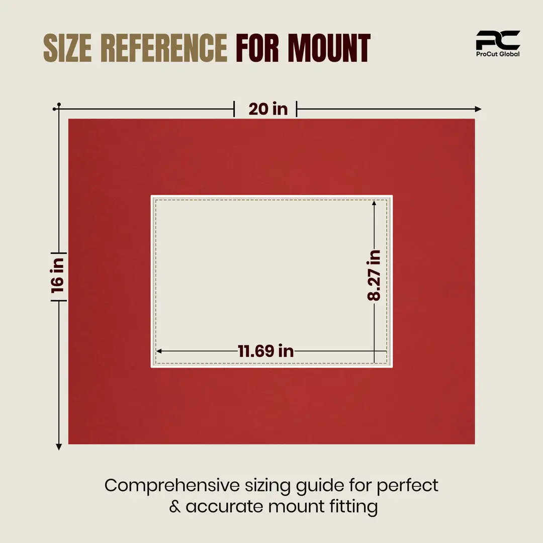Crimson 20x16" Picture Mount With A4 Aperture | Acid-Free Mat Board For Picture Frames thumbnail 3