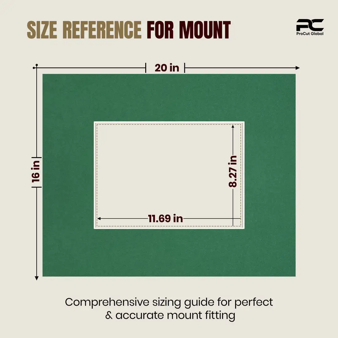 Emerald (Green) 20x16" Picture Mount With A4 Aperture | Acid-Free Mat Board For Picture Frames thumbnail 3