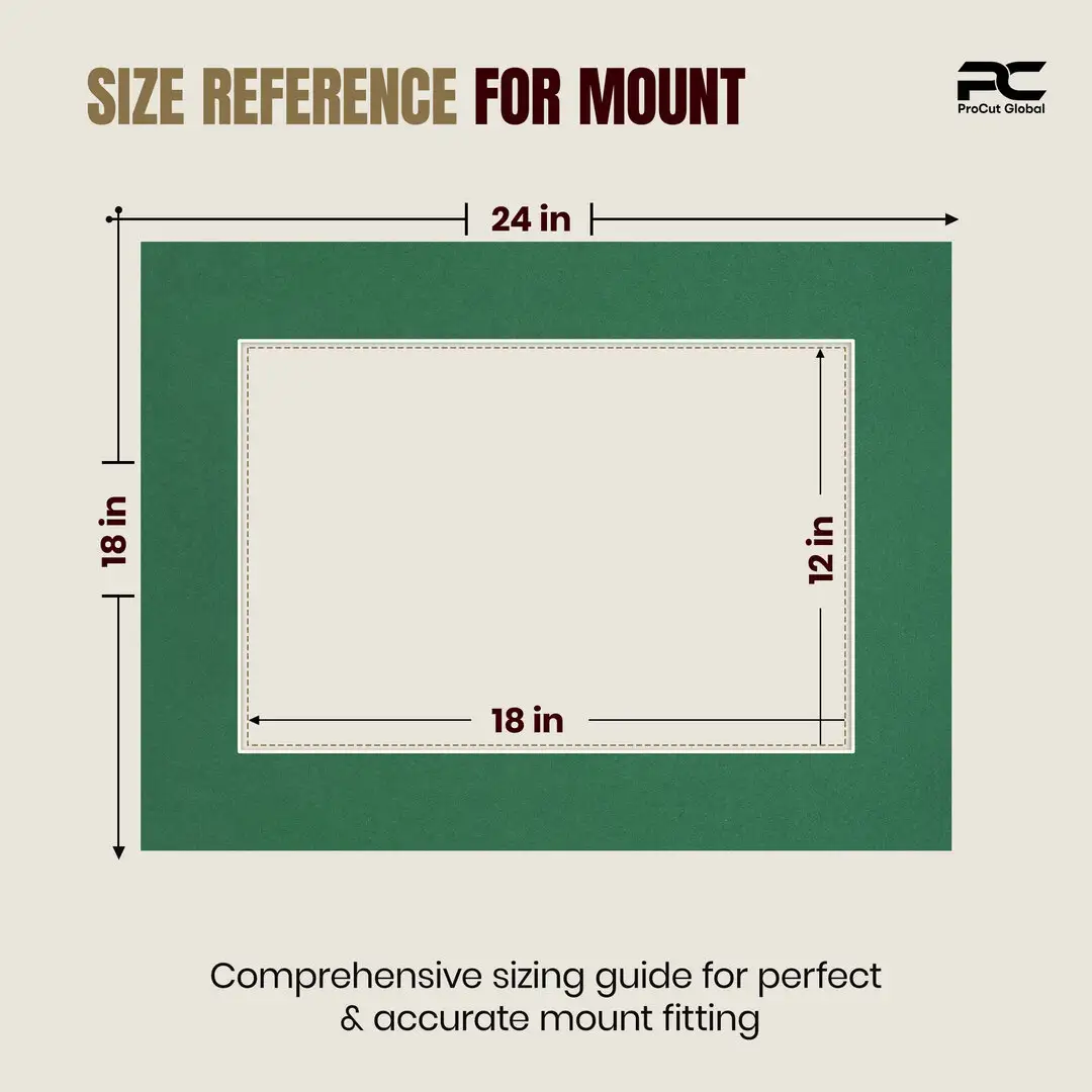 Emerald (Green) 24x18" Picture Mount With 18x12" Aperture | Acid-Free Picture Mount Board thumbnail 3
